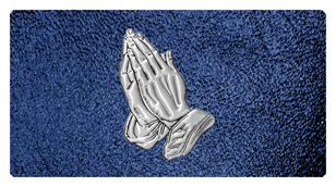 DSC700 516 SL SH BL Silver Praying Hands Shimmer Blue Background